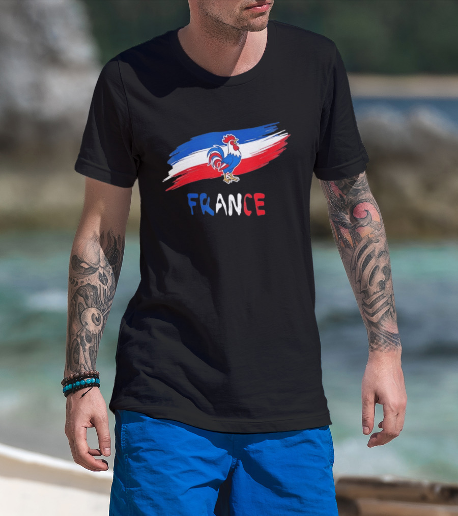France Rooster French Flag Pride T-Shirt