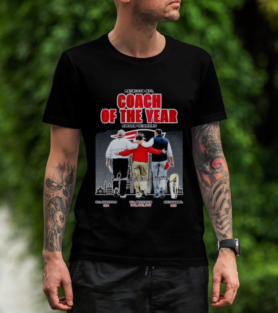 New England Patriots Coach Of The Year Award Winners Bill Parcells Bill Belichick Mike Vrabel T-Shirt