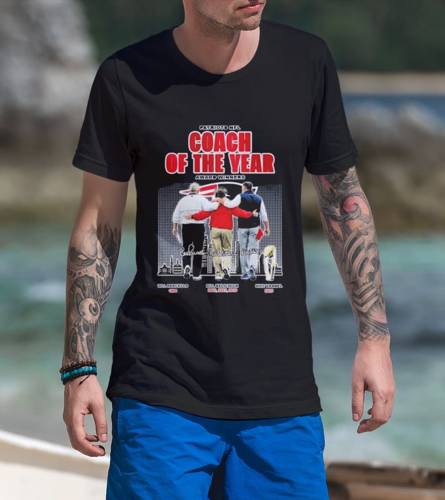 New England Patriots Coach Of The Year Award Winners Bill Parcells Bill Belichick Mike Vrabel T-Shirt