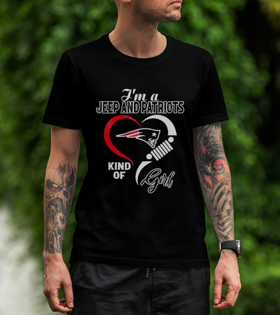I'm A Jeep And Patriots Kind Of Girl Heart Football T-Shirt