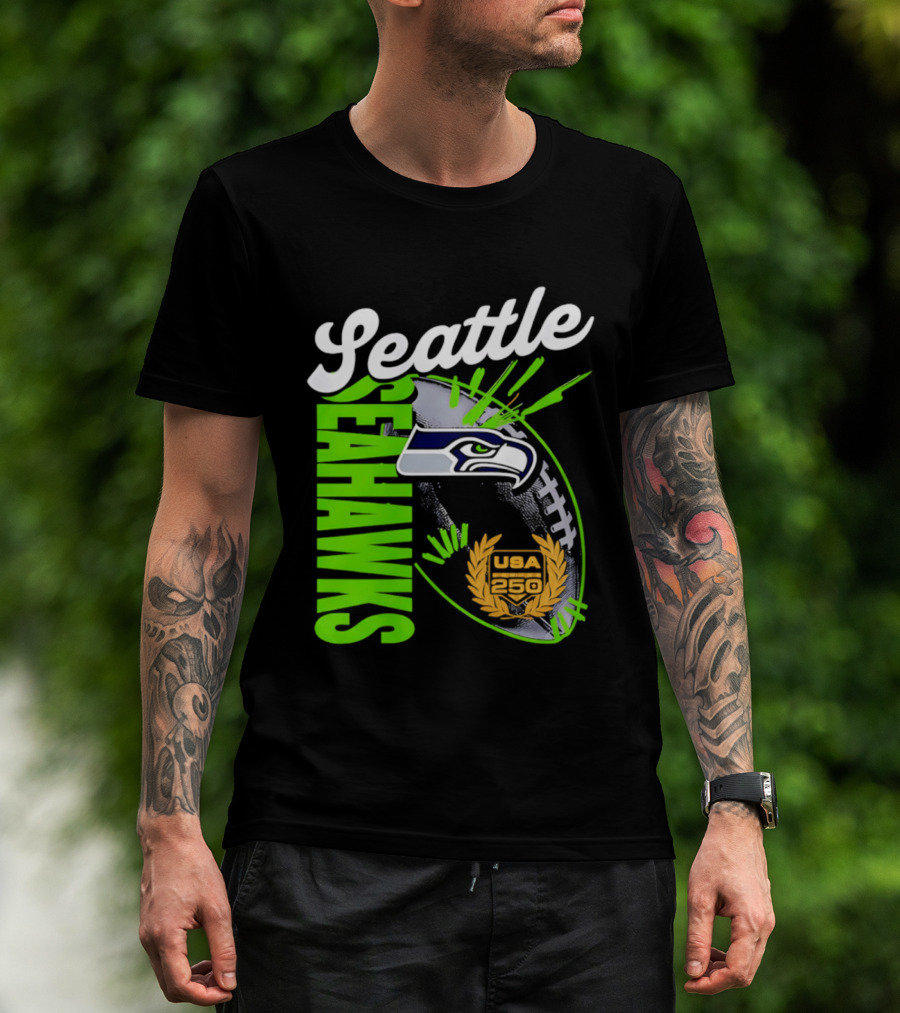 Seattle Seahawks USA 250 Gold Standard Football T-Shirt
