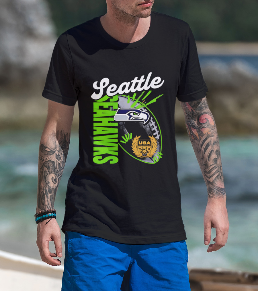 Seattle Seahawks USA 250 Gold Standard Football T-Shirt