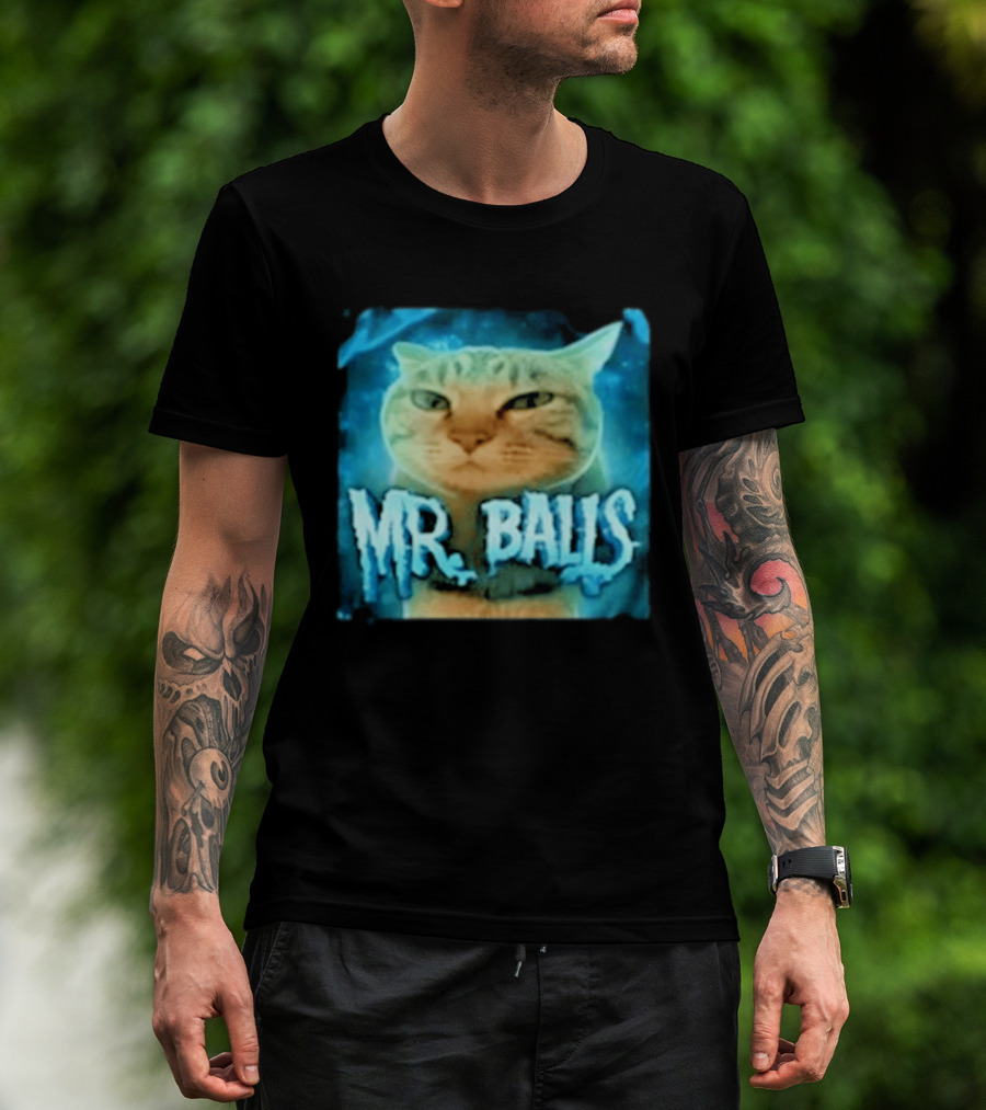 Mr Balls Cat Meme Funny Blue Glowing T-Shirt