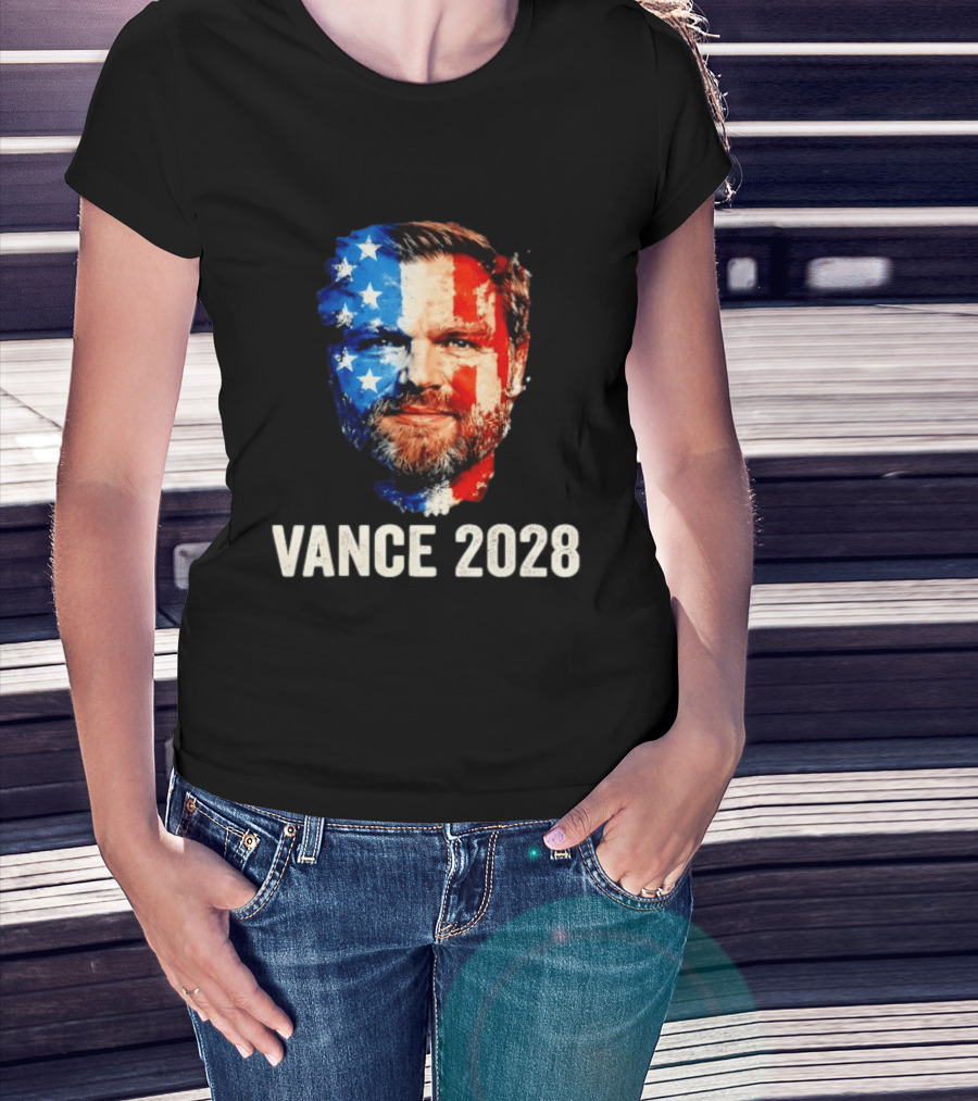 Vance 2028 US Flag Face Patriotic Election Campaign T-Shirt