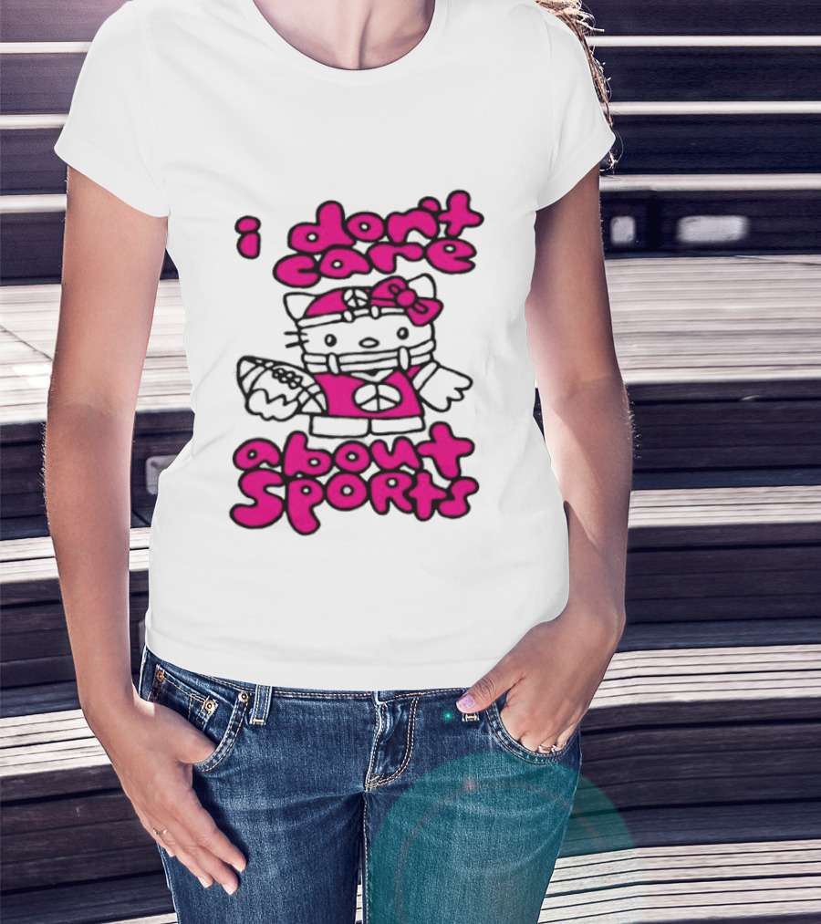 Hello Kitty I Don't Care About Sports Playful Attitude T-Shirt