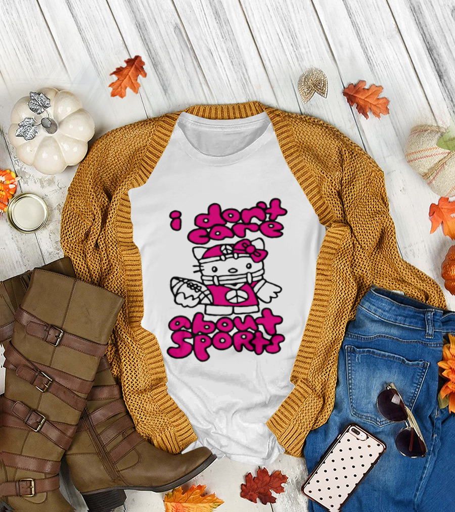 Hello Kitty I Don't Care About Sports Playful Attitude T-Shirt