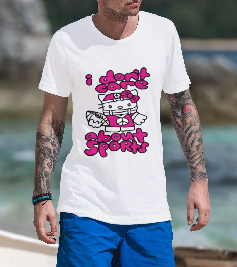 Hello Kitty I Don't Care About Sports Playful Attitude T-Shirt
