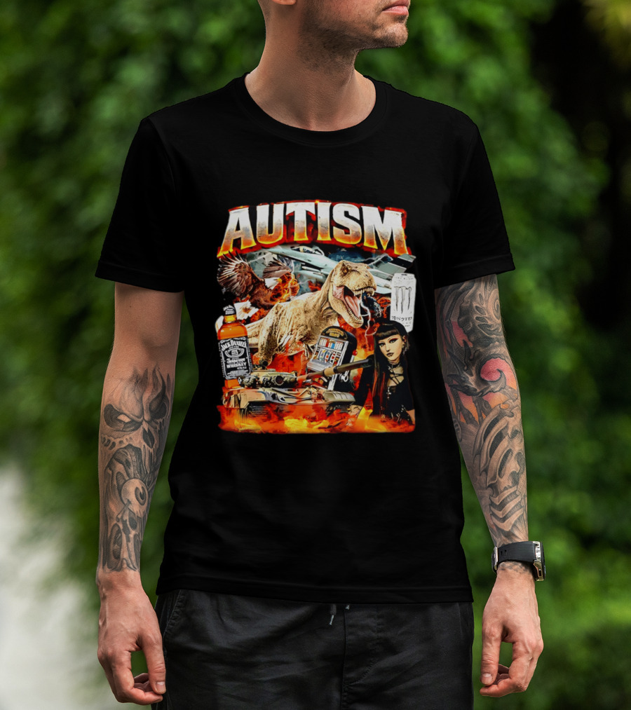 Autism Rex Eagle Jack Daniel's Tank Monster Energy Explosion T-Shirt