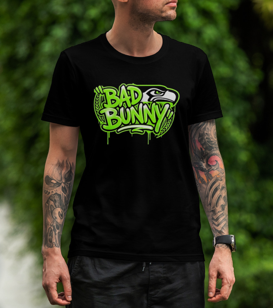Bad Bunny Seattle Seahawks Team Collaboration T-Shirt