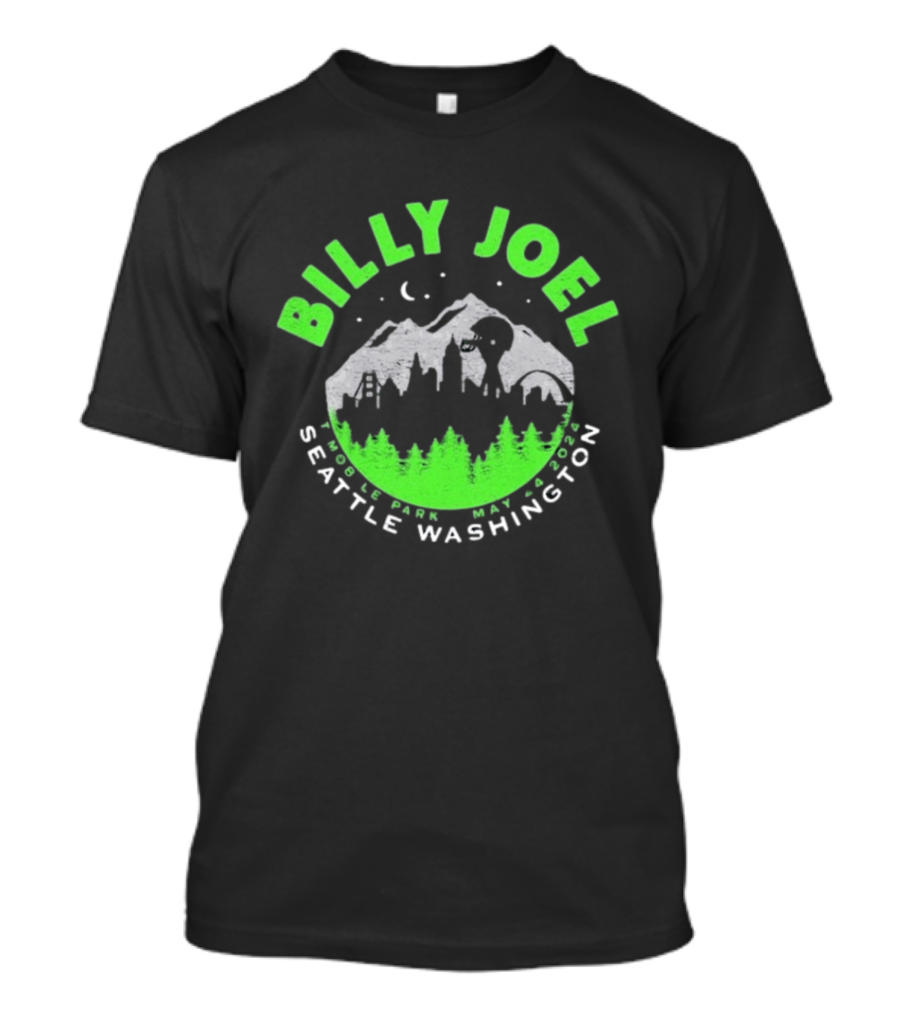 Billy Joel Seattle Washington Mobile Park Skyline 5 24 24 Event Moon Mountains Trees T-Shirt