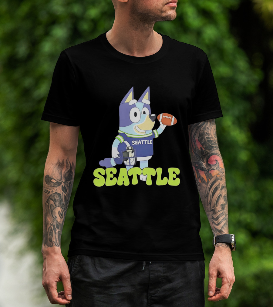 Bluey Seattle Football Cartoon 2026 Seahawks Fan Gear T-Shirt