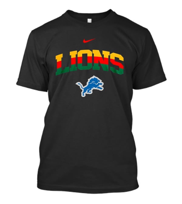 Nike Lions Detroit Blue Lion Celebrating Black History 100th Anniversary T-Shirt