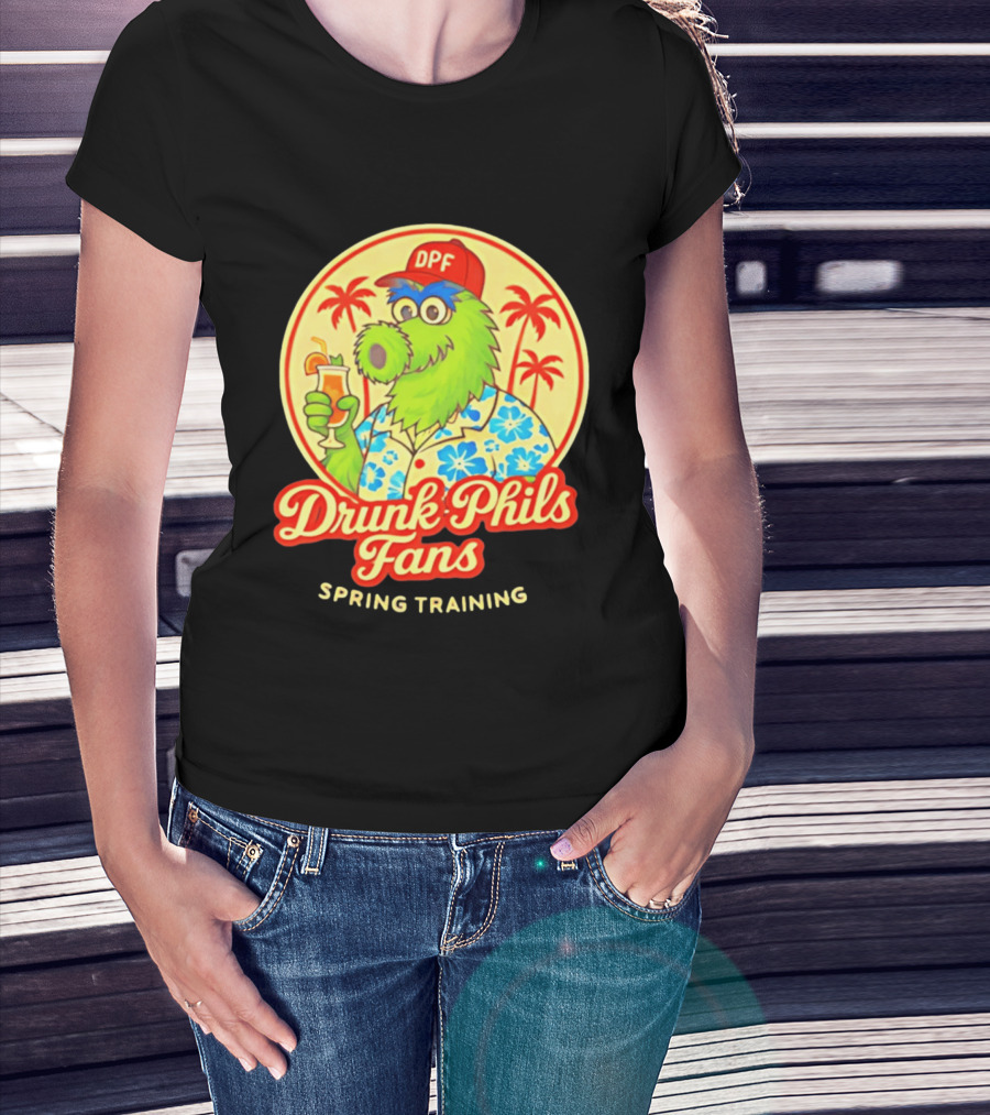 Drunk Phils Fans DPF Mascot Hawaiian Spring Training Palm Trees T-Shirt