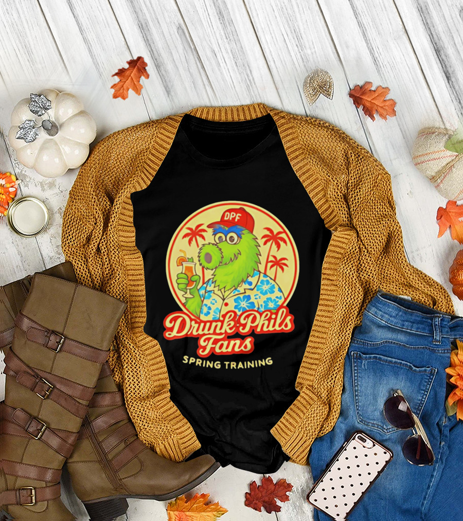 Drunk Phils Fans DPF Mascot Hawaiian Spring Training Palm Trees T-Shirt