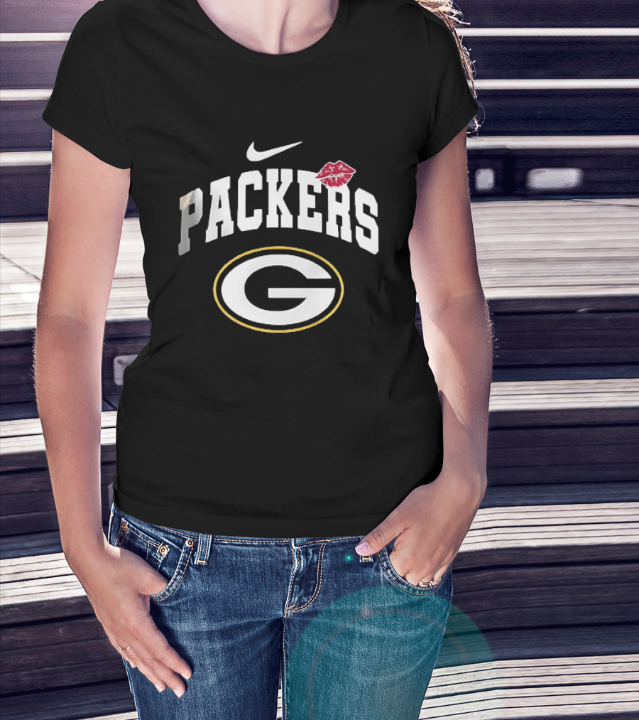Green Bay Packers Nike Lipstick Kiss Sports Fan T-Shirt
