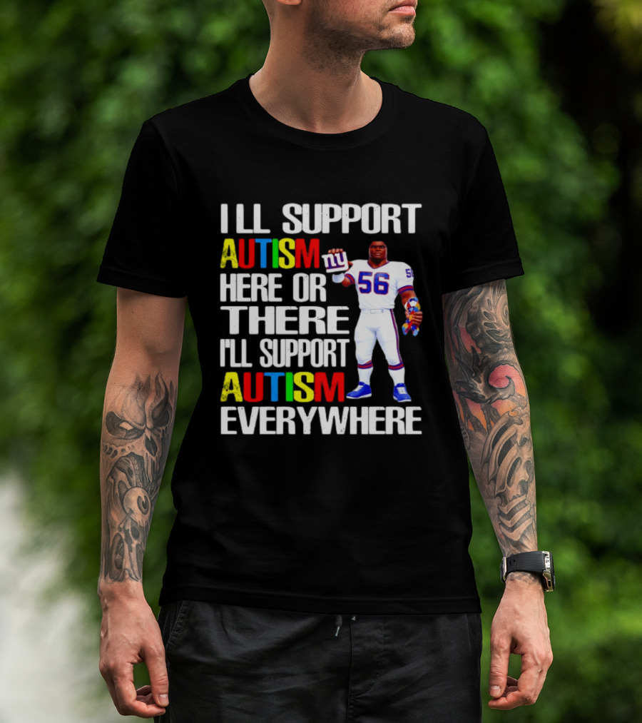 New York Giants Support Autism Everywhere With Football Player T-Shirt