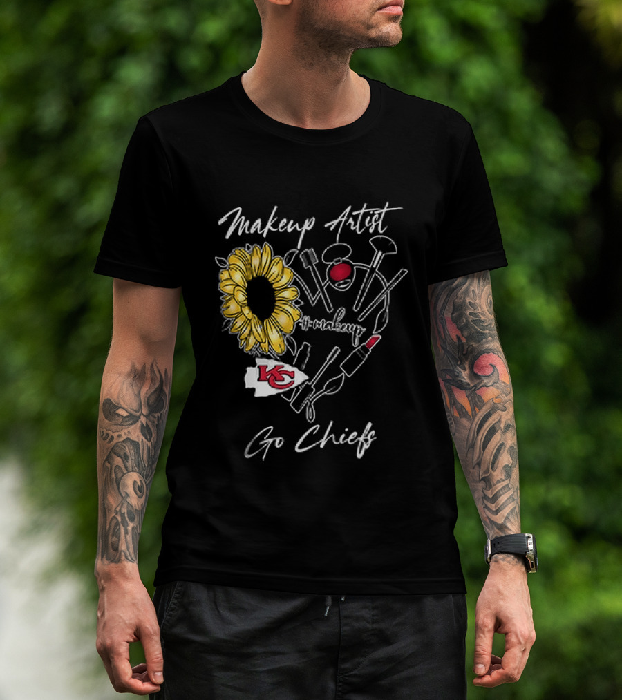 Kansas City Chiefs Makeup Artist Go Chiefs Sunflower Heart T-Shirt