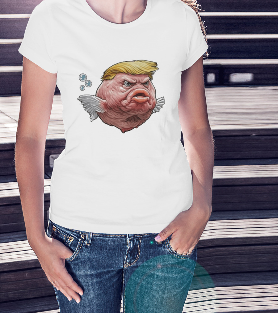 Angry Fish Trump Political Cartoon Satire T-Shirt