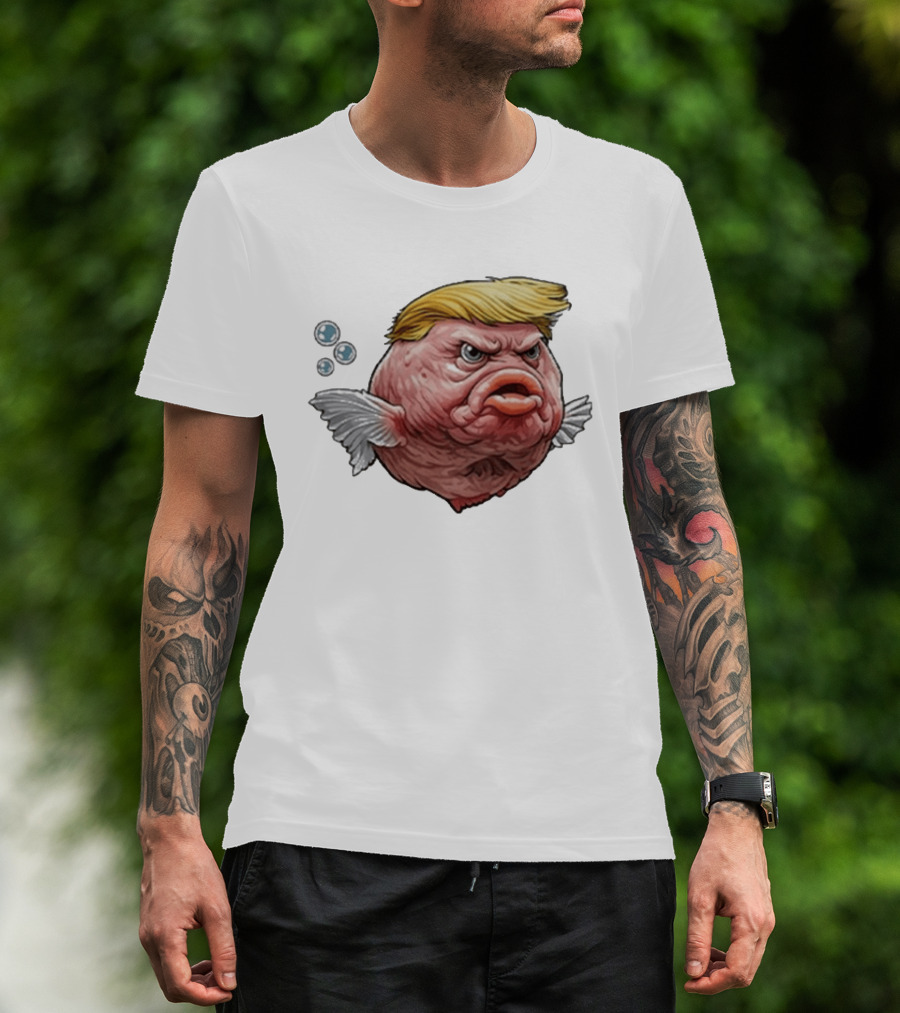 Angry Fish Trump Political Cartoon Satire T-Shirt