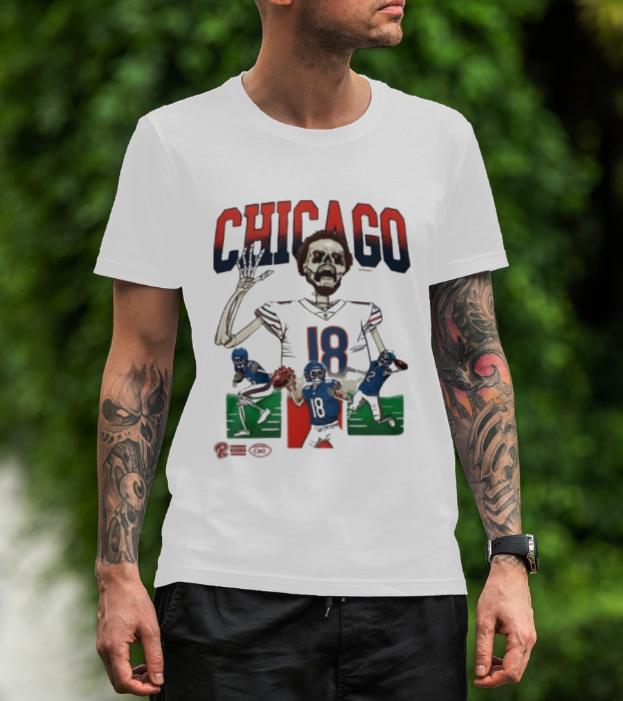 Chicago Bears Skeleton 18 Football Drew Thorpe T-Shirt
