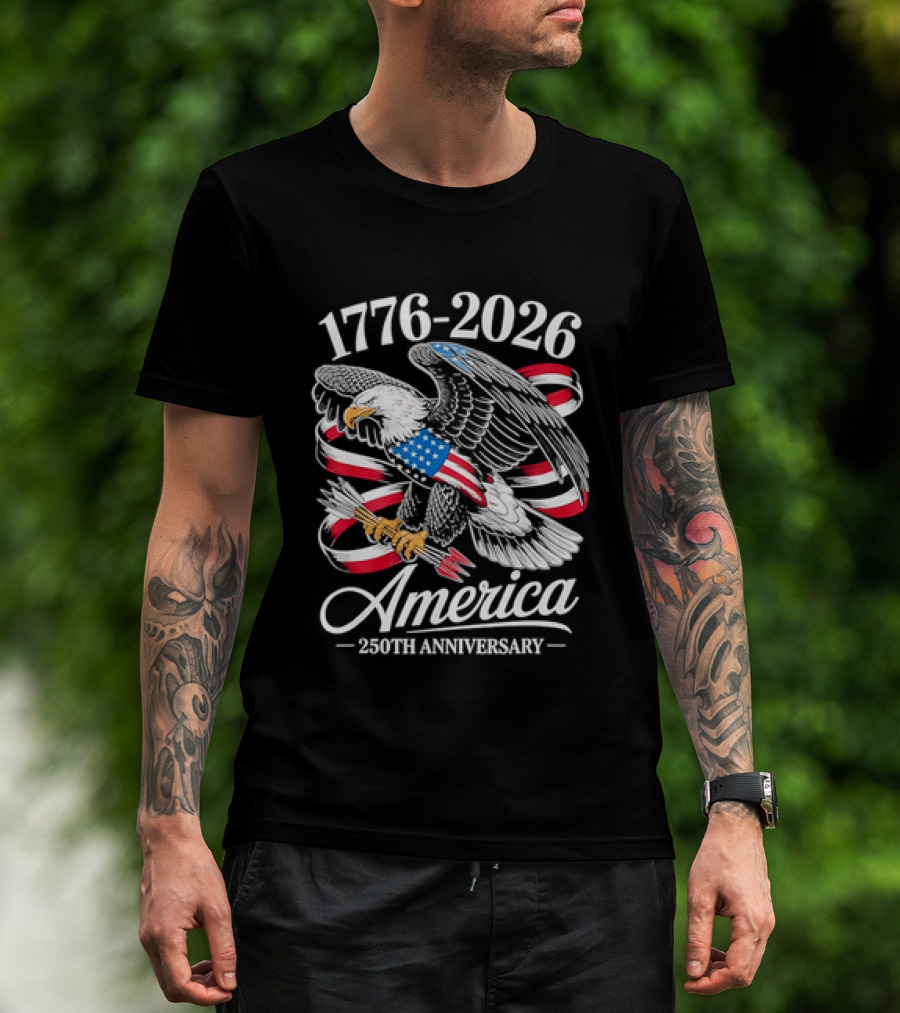1776 2026 America 250th Anniversary Eagle Flag T-Shirt
