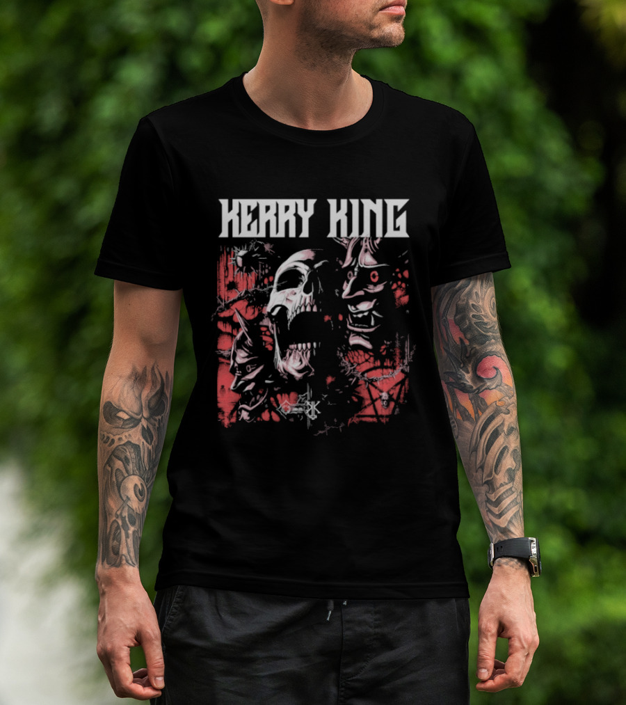 Kerry King Hell Echo Distorted Faces Red White T-Shirt