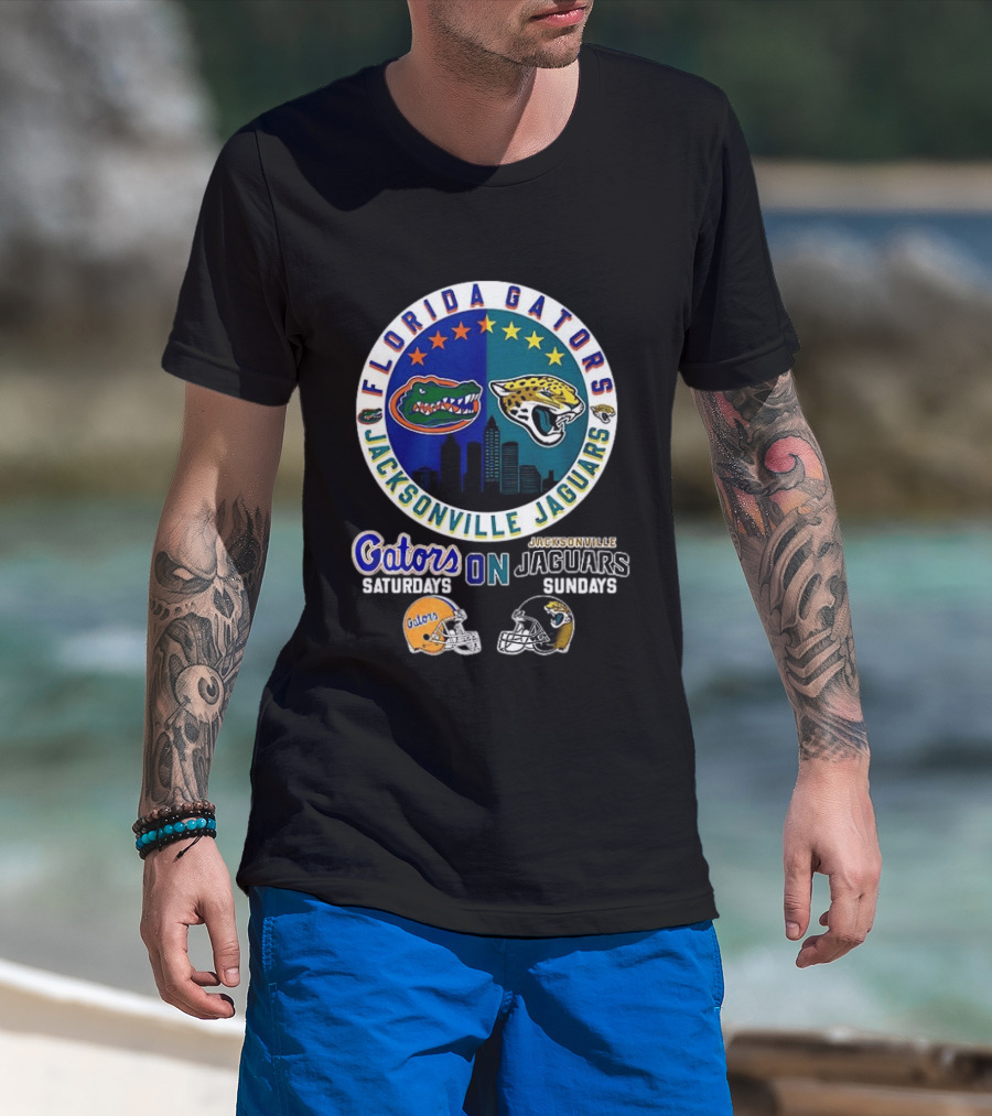 Florida Gators Jacksonville Jaguars Saturdays Sundays Fan Mashup T-Shirt