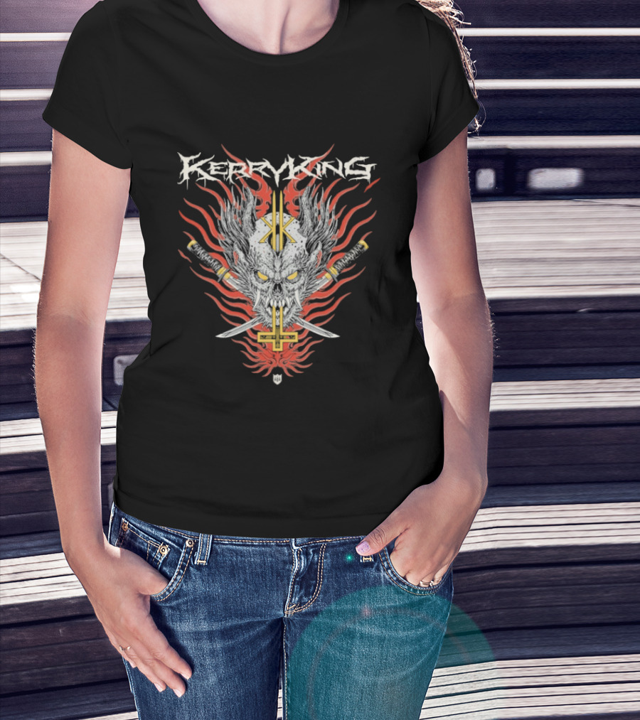 Kerry King Flaming Skull With Swords And Hiro Yakai T-Shirt