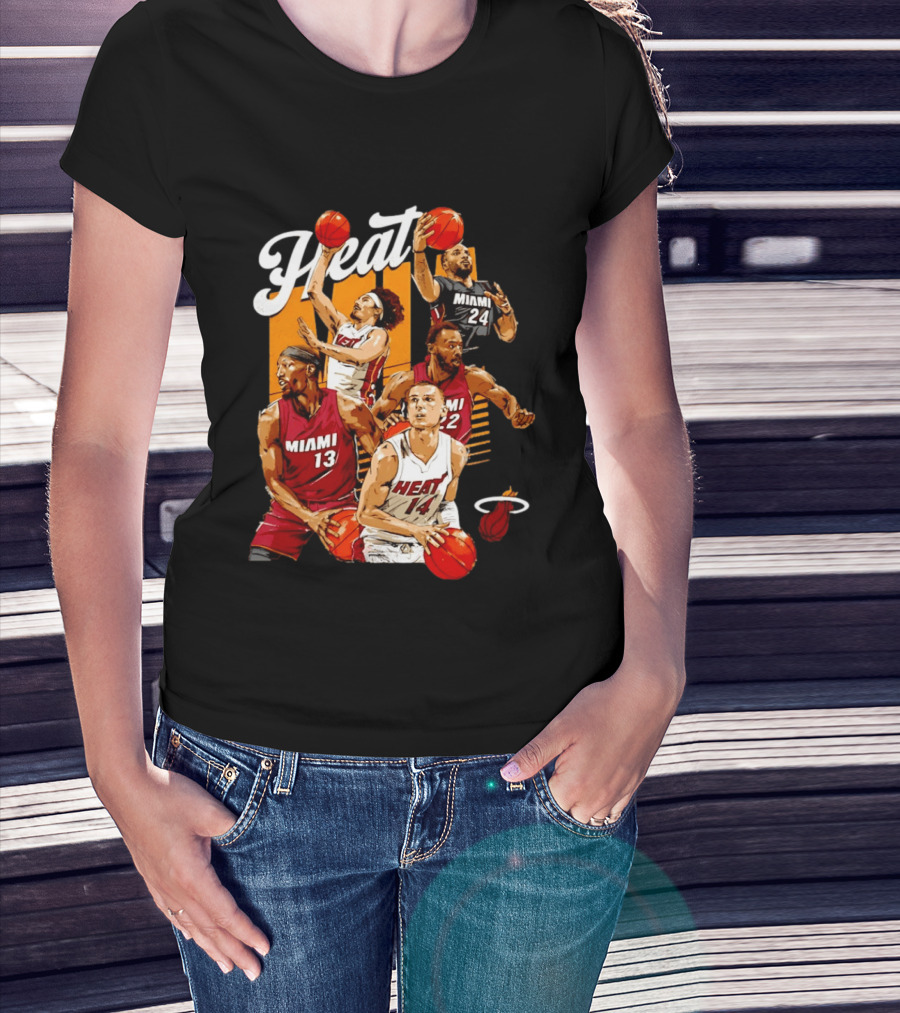 Miami Heat 2026 Starting 5 Basketball Players Miami 13 14 22 24 T-Shirt