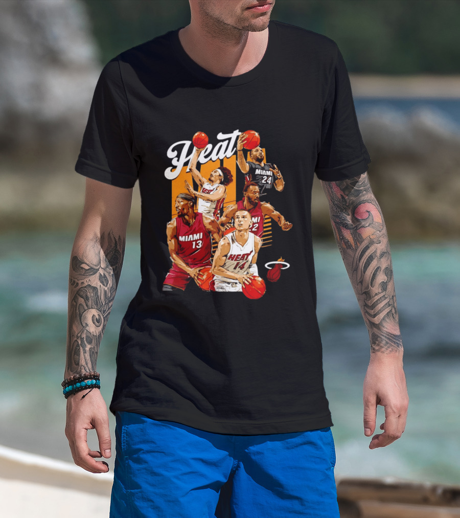 Miami Heat 2026 Starting 5 Basketball Players Miami 13 14 22 24 T-Shirt