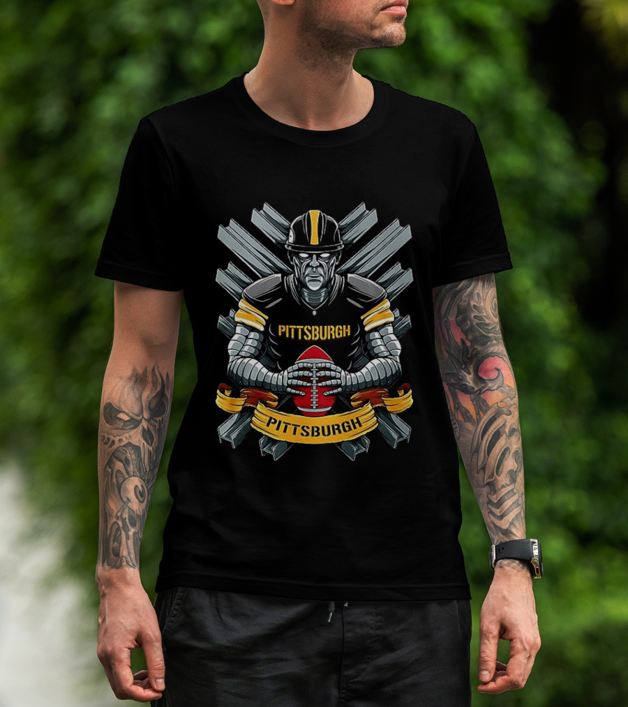 Pittsburgh Steelers Robot Player Holding Football T-Shirt
