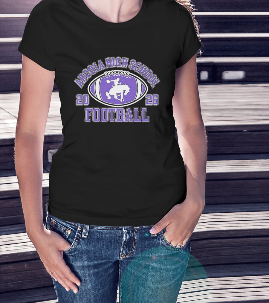 Arcola High School Football 2026 Purple Football T-Shirt