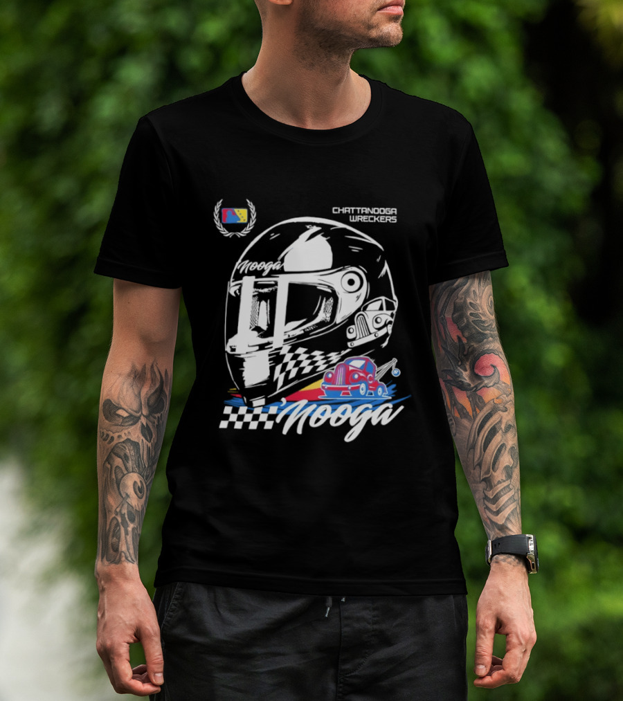 Chattanooga Lookouts L'Mooga Racing Helmet Classic Car Sketch T-Shirt