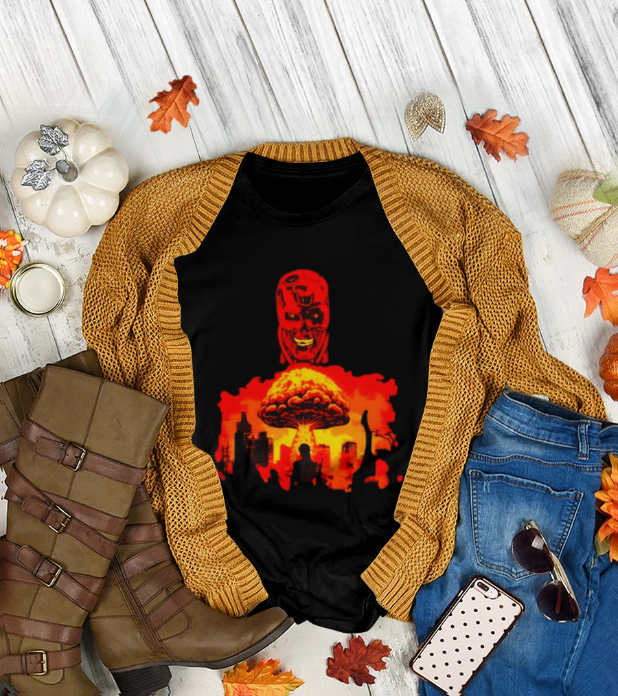 Determined Fate Skull Red Apocalypse Scene T-Shirt