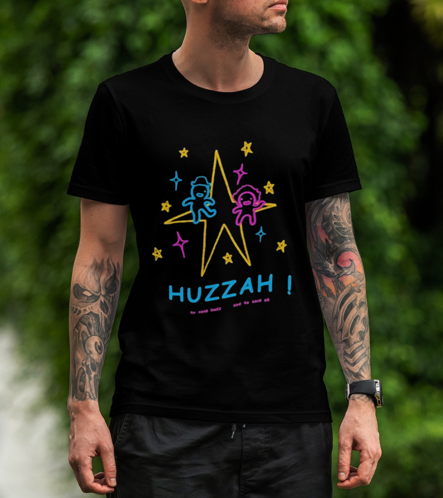 Huzzah He Said Huzz And He Said Ah Stars Colorful Cartoon Characters T-Shirt