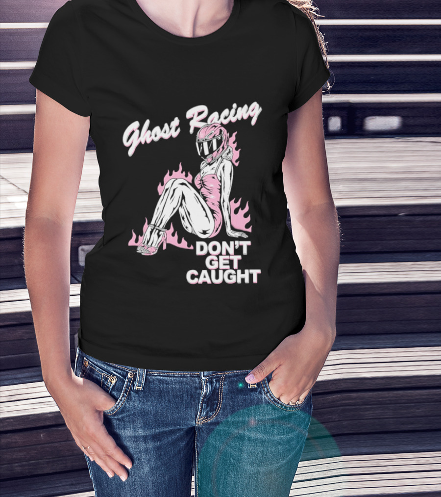 Ghost Racing Don't Get Caught Flaming Helmeted Figure T-Shirt