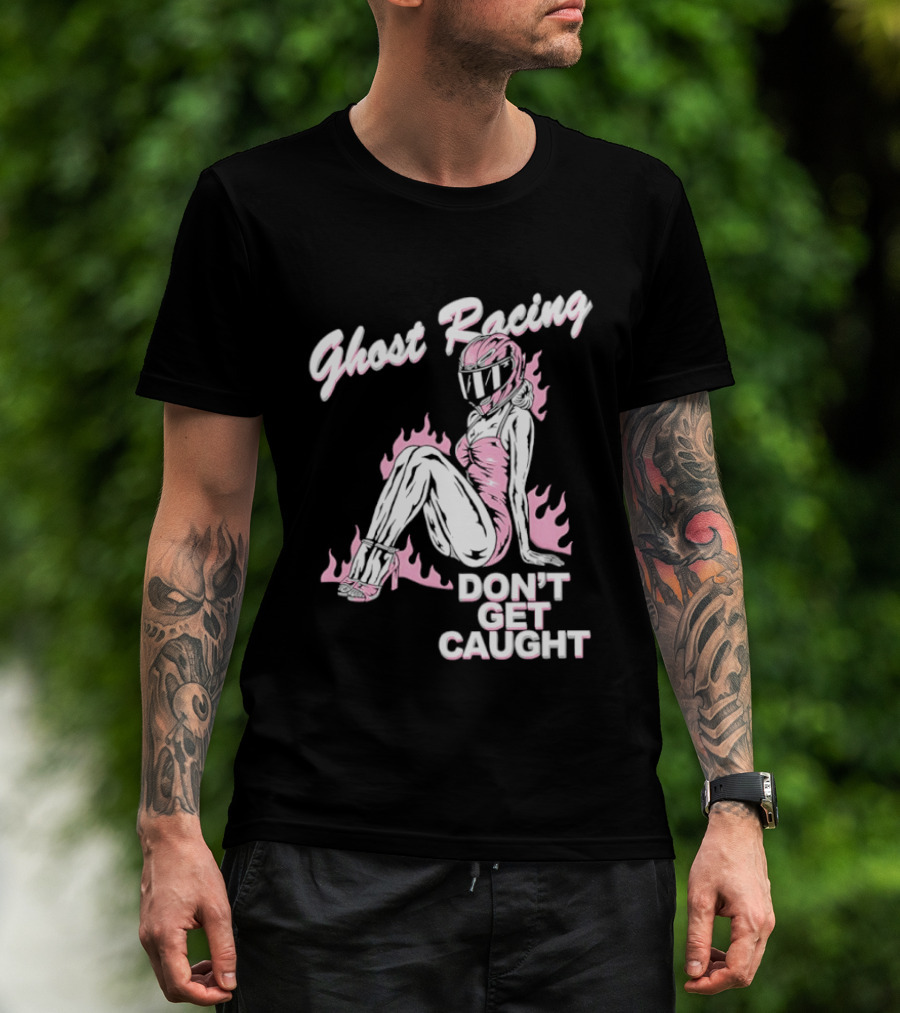 Ghost Racing Don't Get Caught Flaming Helmeted Figure T-Shirt