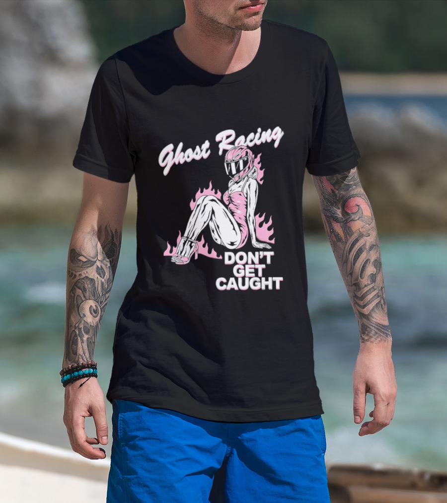 Ghost Racing Don't Get Caught Flaming Helmeted Figure T-Shirt