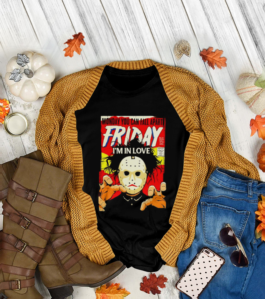 Monday You Can Fall Apart Friday I'm In Love Jason Voorhees Comic T-Shirt