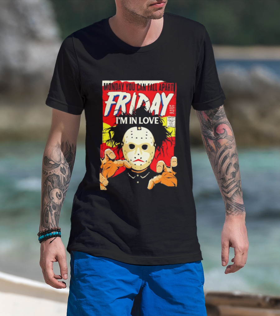 Monday You Can Fall Apart Friday I'm In Love Jason Voorhees Comic T-Shirt