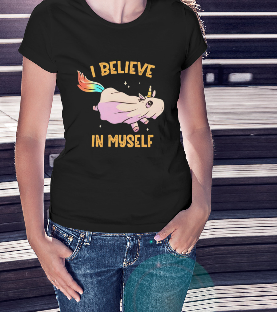 Unicorn I Believe In Myself Floating Rainbow Mane Kawaii T-Shirt