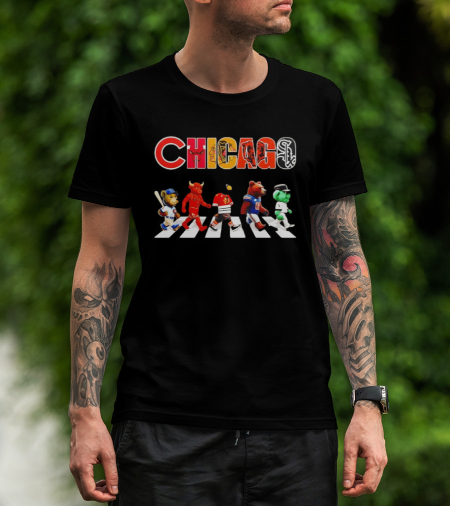 Chicago Bulls Blackhawks Bears White Sox Cubs Abbey Road Streetxty T-Shirt