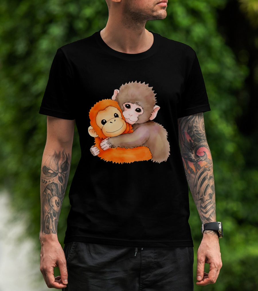 Baby Monkey Named Punch Hugging Meme Cute Animal Friendship T-Shirt
