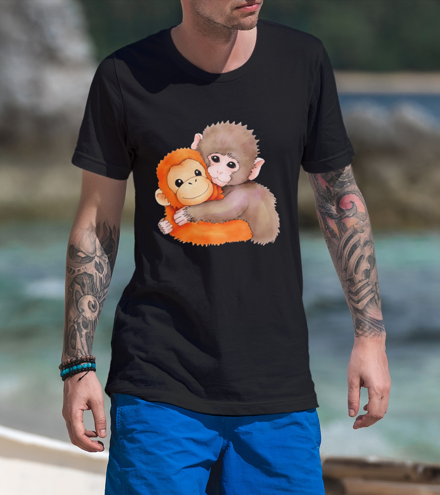 Baby Monkey Named Punch Hugging Meme Cute Animal Friendship T-Shirt