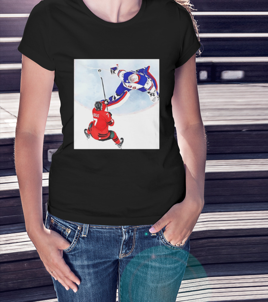 Connor Hellebuyck USA Goalie Save Hockey Match T-Shirt