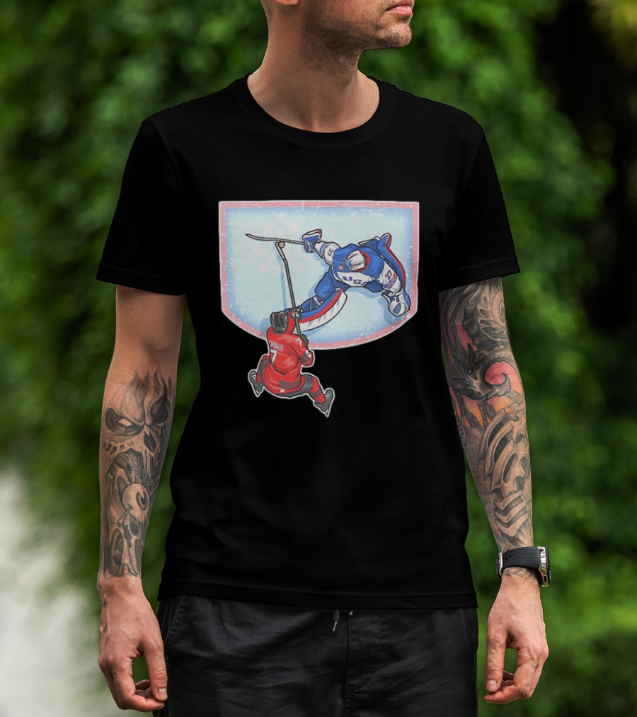 Connor Hellebuyck 2026 Winter Olympics USA Hockey Goalie Save Event T-Shirt