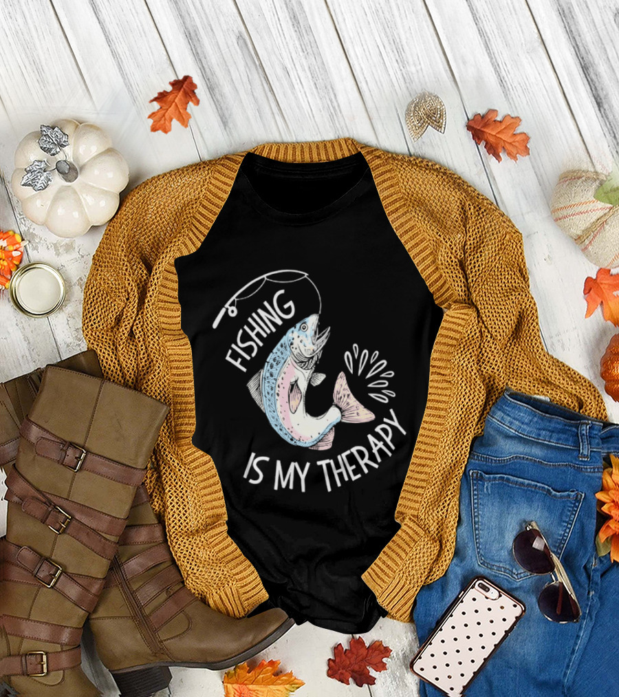 Fishing Is My Therapy Rainbow Trout Splash T-Shirt