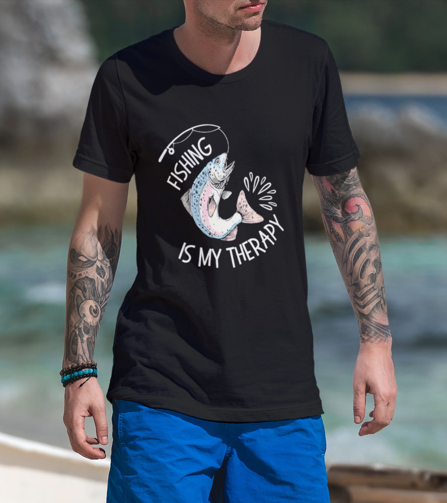 Fishing Is My Therapy Rainbow Trout Splash T-Shirt