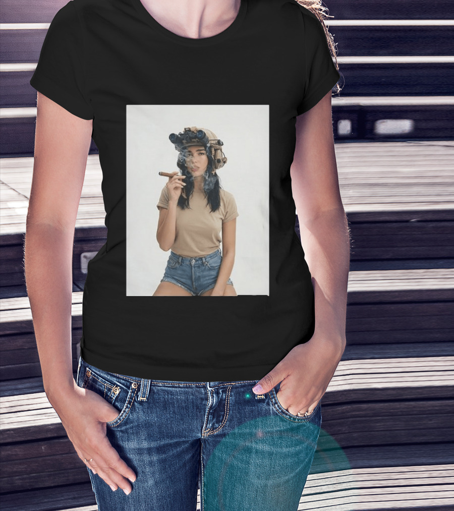 D Lipa Smoking Cigar Night Vision Helmet Aesthetic T-Shirt
