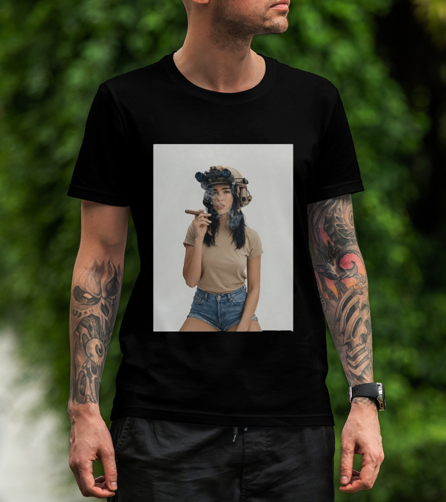 D Lipa Smoking Cigar Night Vision Helmet Aesthetic T-Shirt